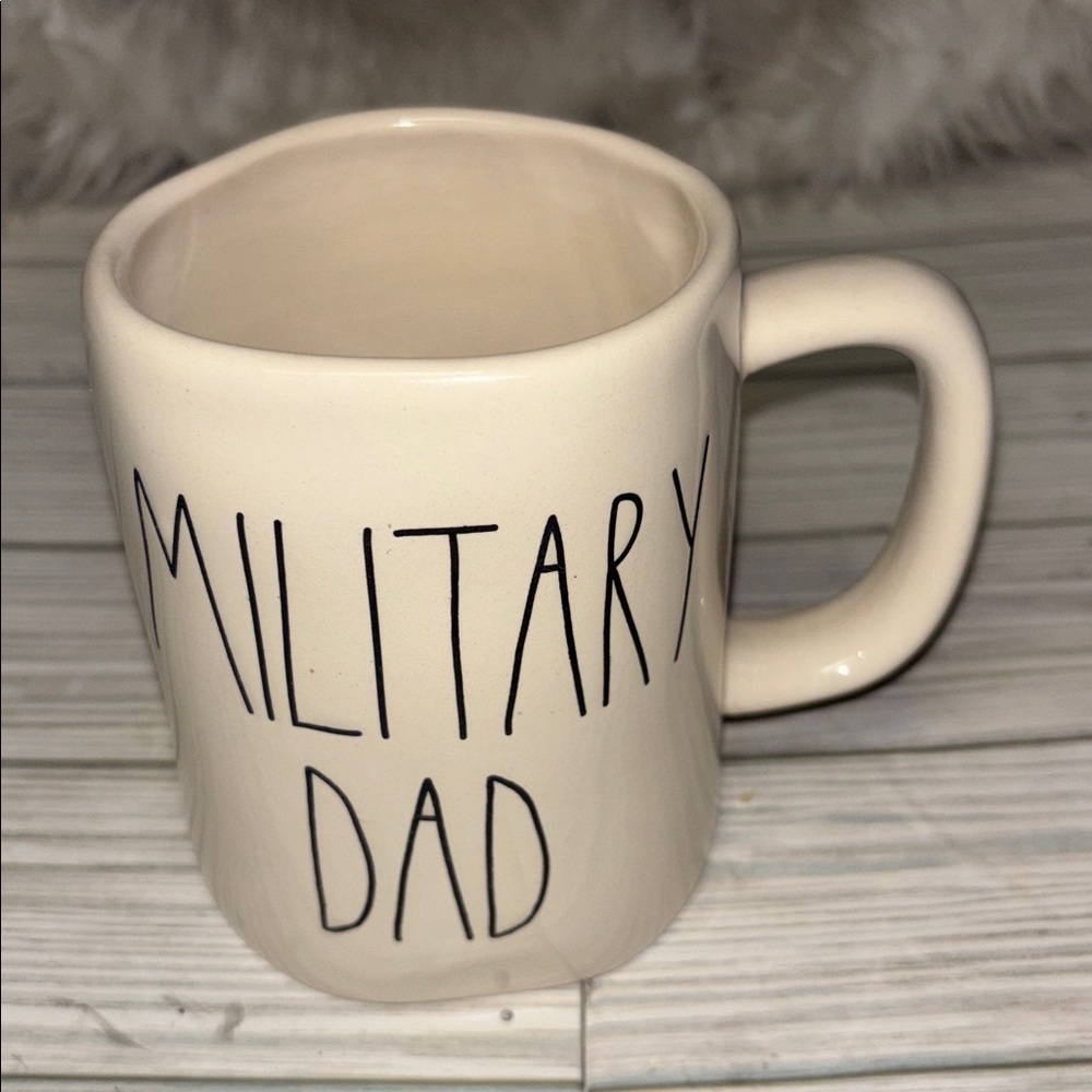 Rae Dunn Military Dad White Coffee Mug Cup Collectible
